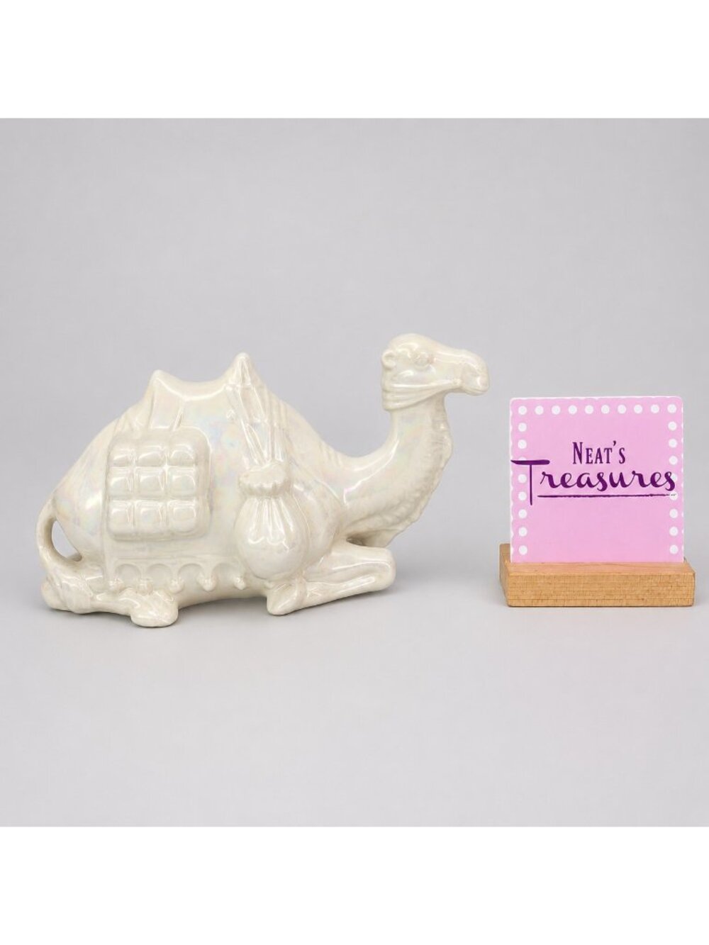 Vintage Holland Mold LAYING CAMEL Prismatic Iridescent White Nativity Figurine